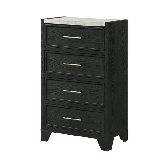 1 Piece 4 Drawers Tall Chest Bedroom Furniture - Black / White
