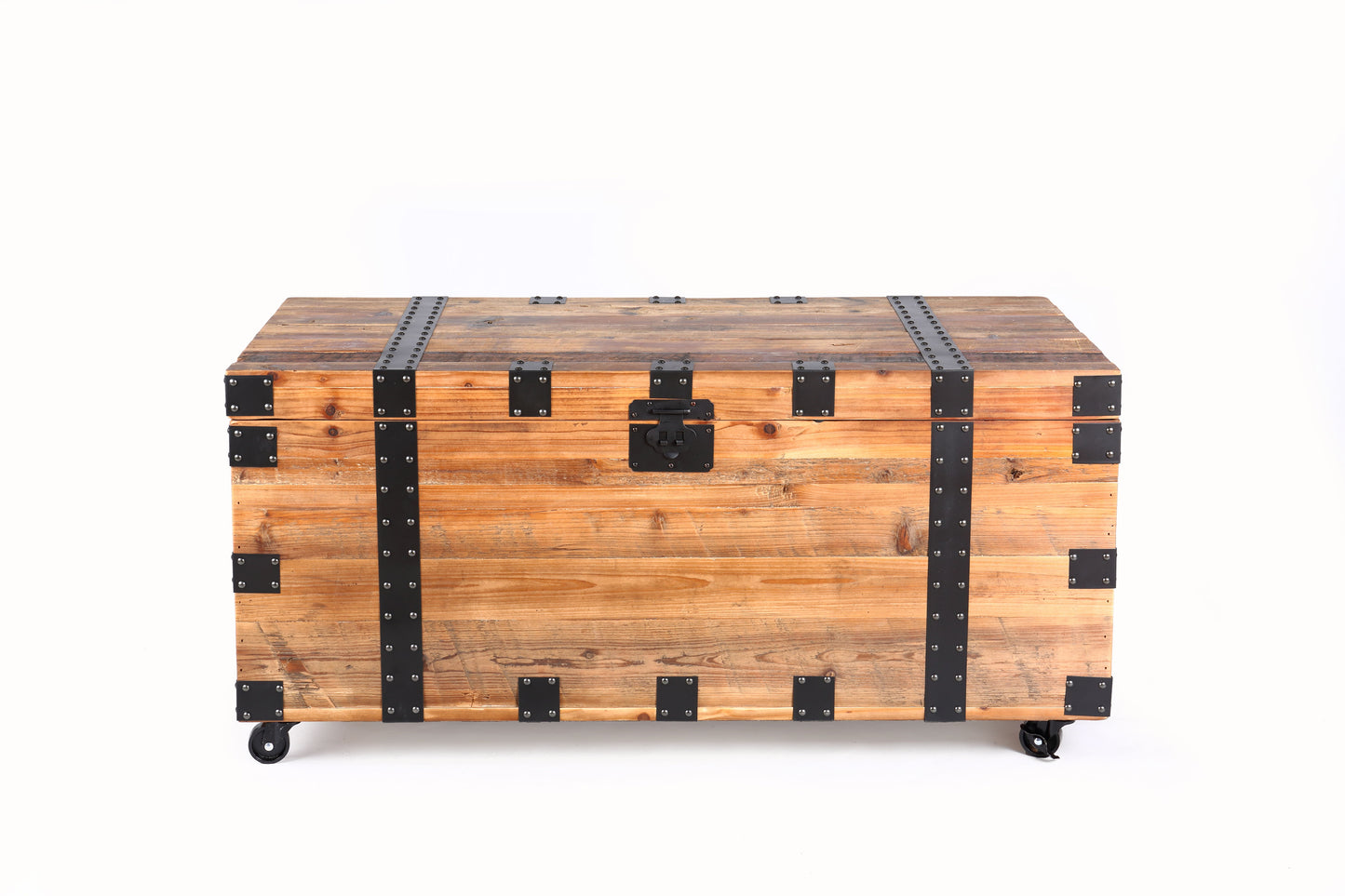 Mesa auxiliar con cuatro ruedas y gran capacidad de almacenamiento - Natural/Negro
