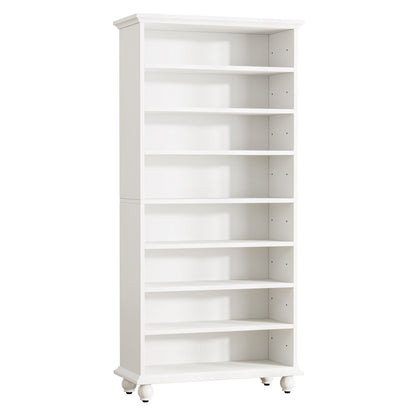8 Tier Led Illuminated Shoe Cabinet With Adjustable Shelves, Storage Rack For 26 Pairs - White