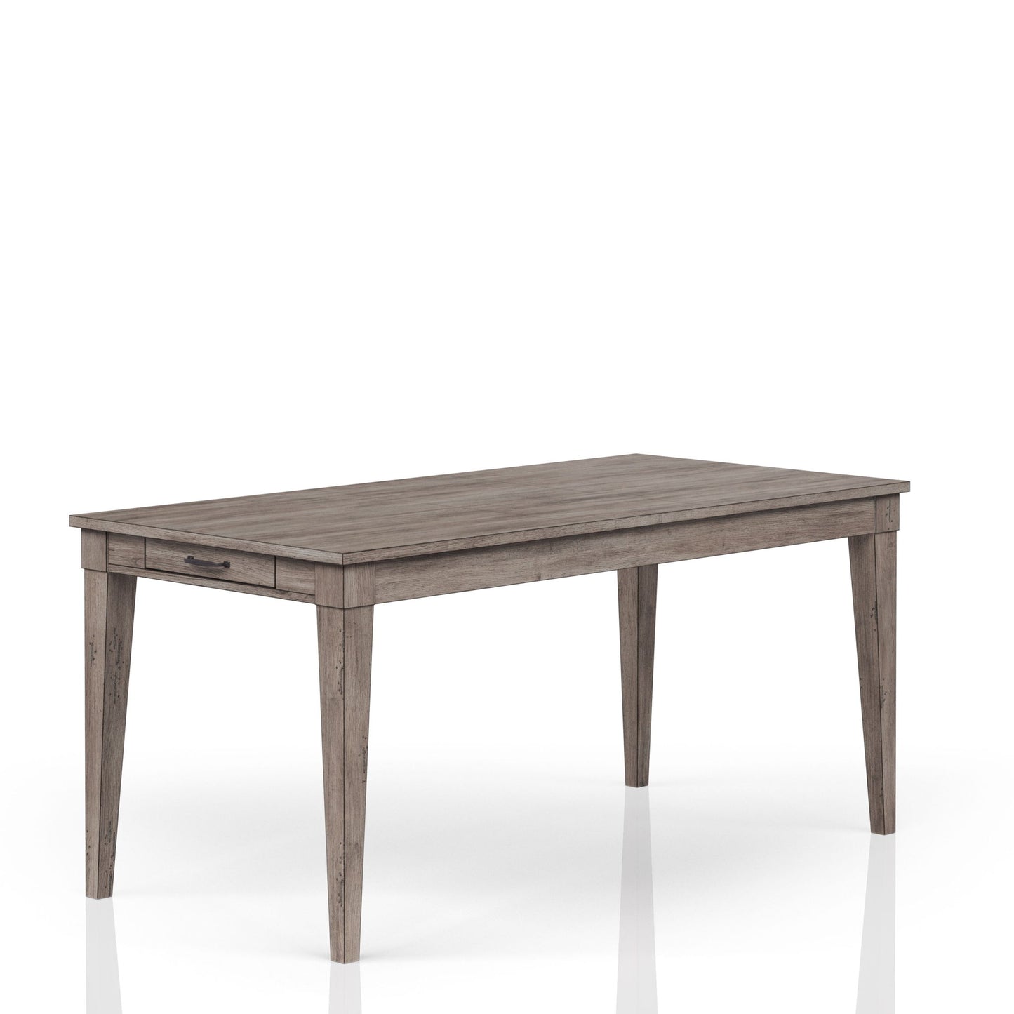 Mesa de comedor rústica con dos cajones y hojas - Gris