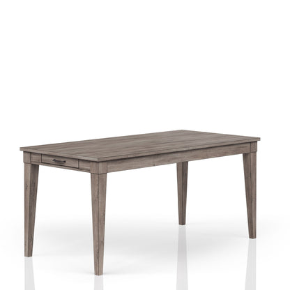 Mesa de comedor rústica con dos cajones y hojas - Gris