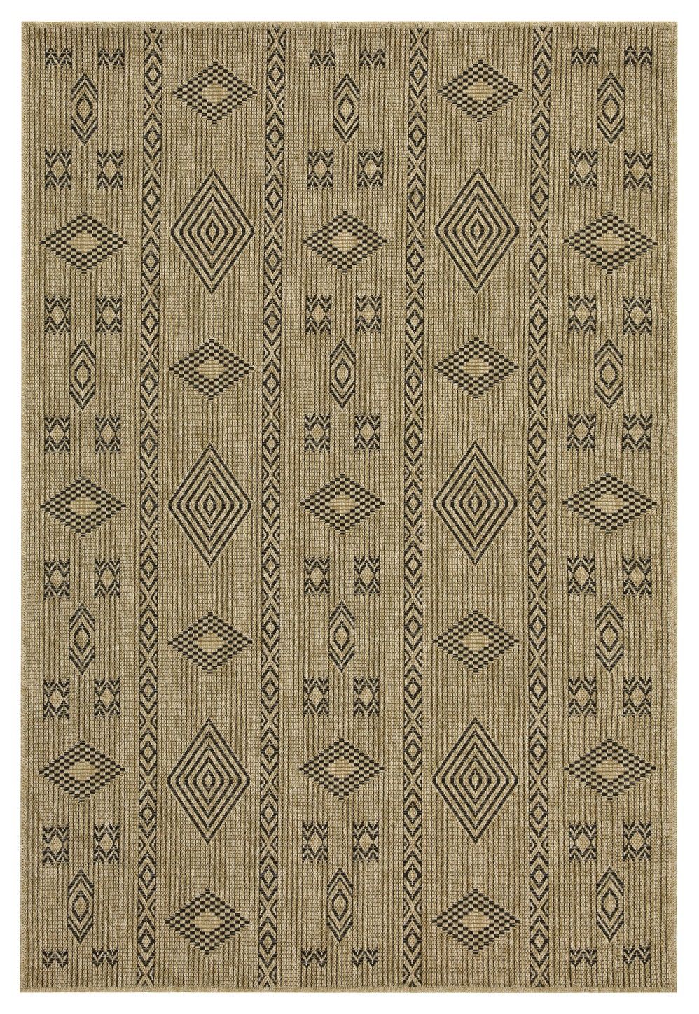 Alfombra Earth de 80 x 220 cm para interior y exterior, color yute y negro
