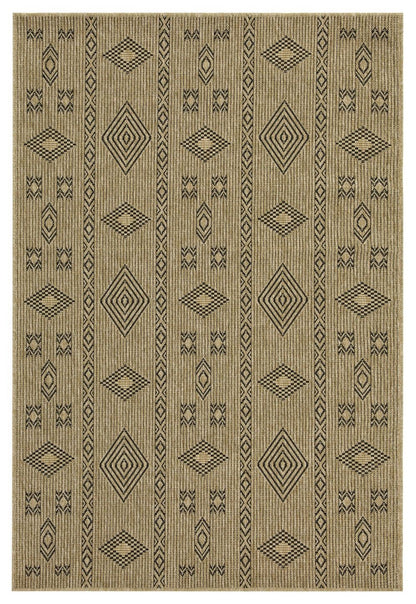 Alfombra Earth de 80 x 220 cm para interior y exterior, color yute y negro