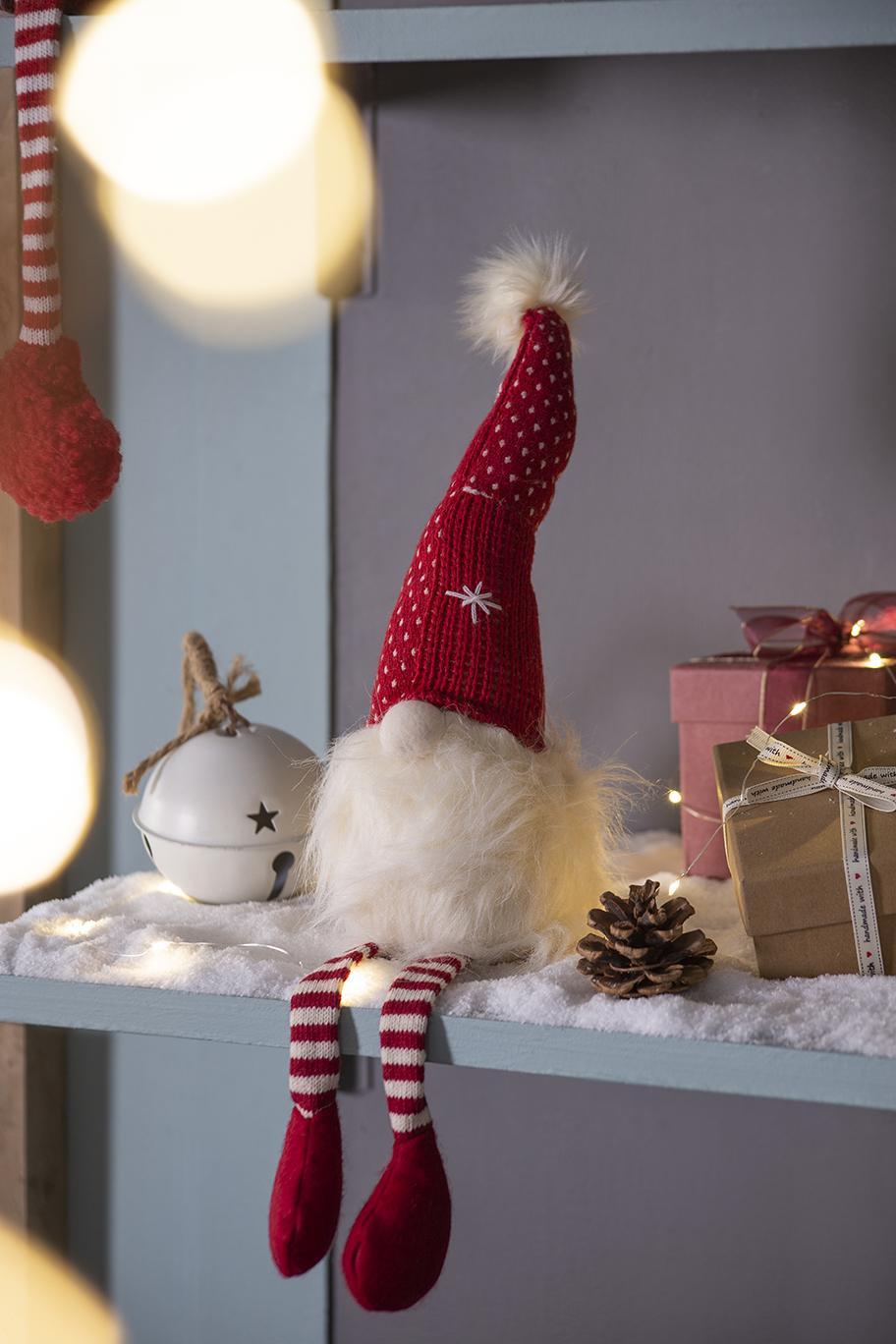 Adornos navideños de gnomos, adornos navideños para el hogar, regalos para fiestas (juego de 2) - Blanco/Rojo