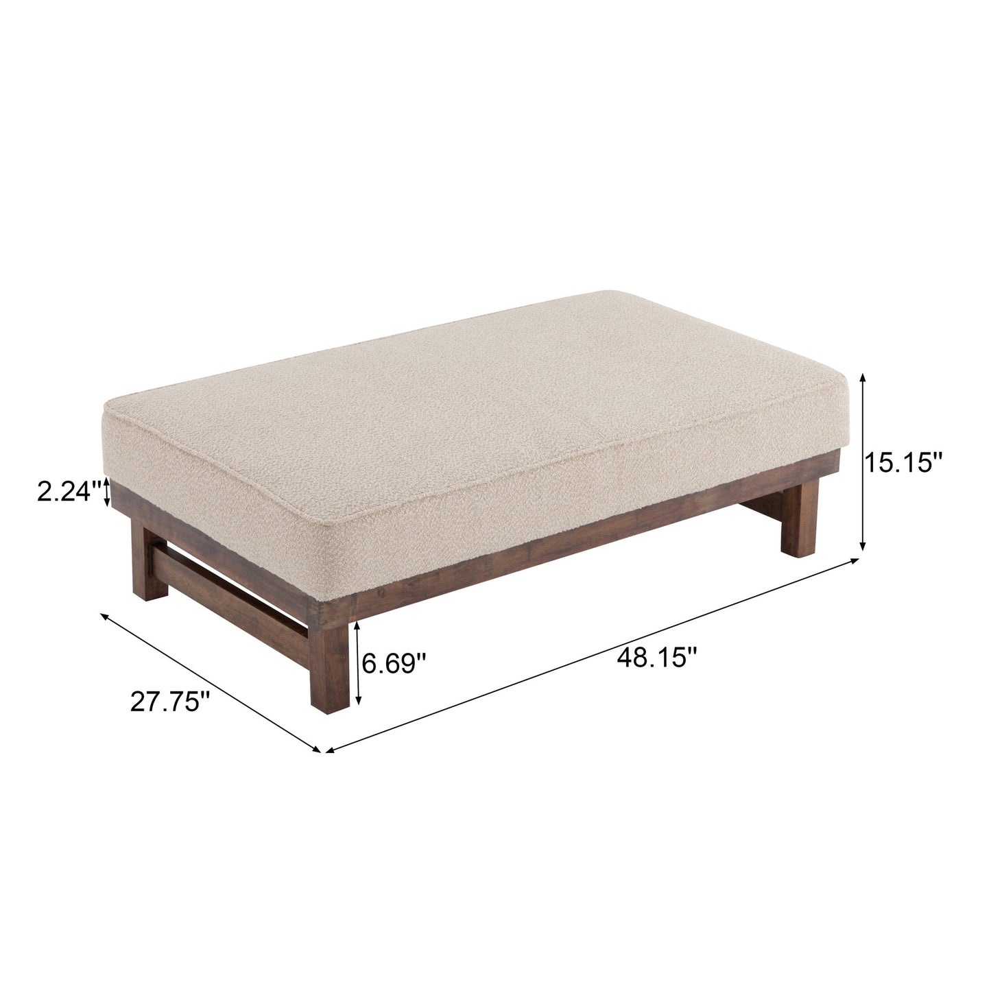 Modern Upholstered Cocktail Ottoman Bench With Cushion Top