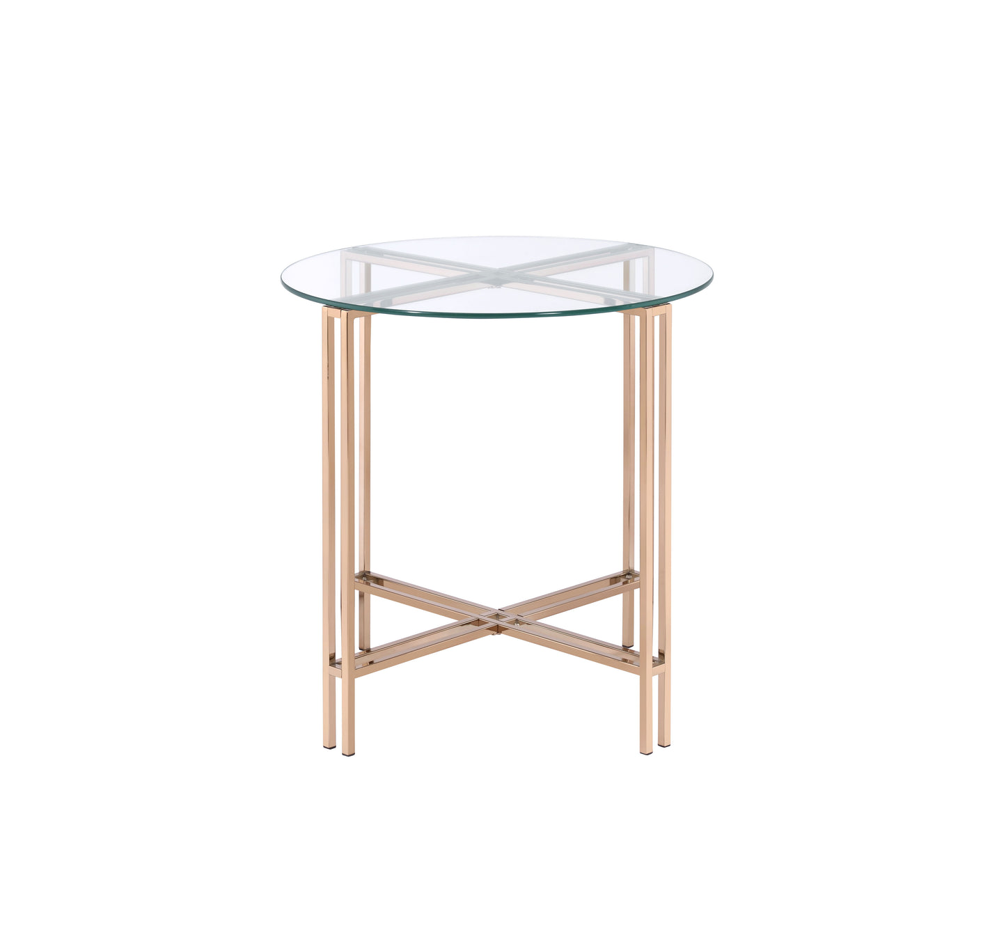 Veises - Mesa auxiliar con tapa de cristal transparente - Champán