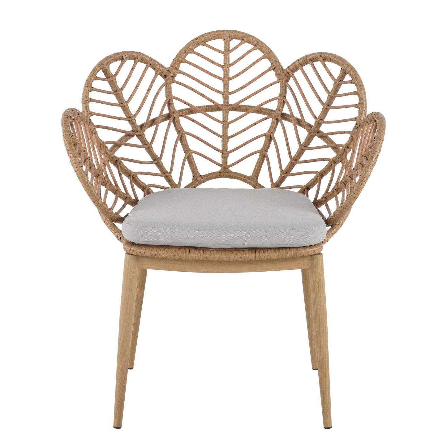 Kirk - Outdoor Patio 7 Pieces Chat Set With Wicker Chairs Cushions & Table - Beige / Light Brown / Teak