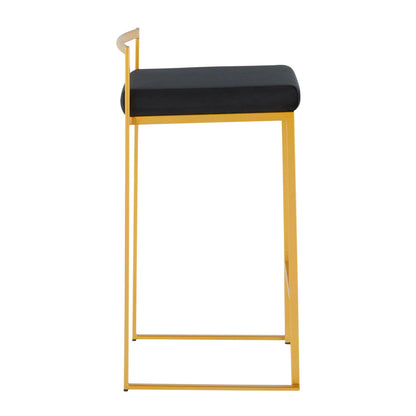 Taburete de bar Fuji de diseño contemporáneo y glamuroso (juego de 2)