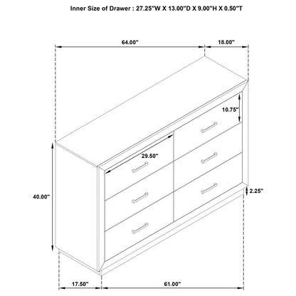 Gibbons - 6 Drawer Dresser With Ample Storage - Brown