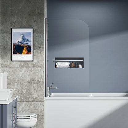 Mampara de bañera sin marco, puerta de ducha, panel de ducha de vidrio templado - Transparente