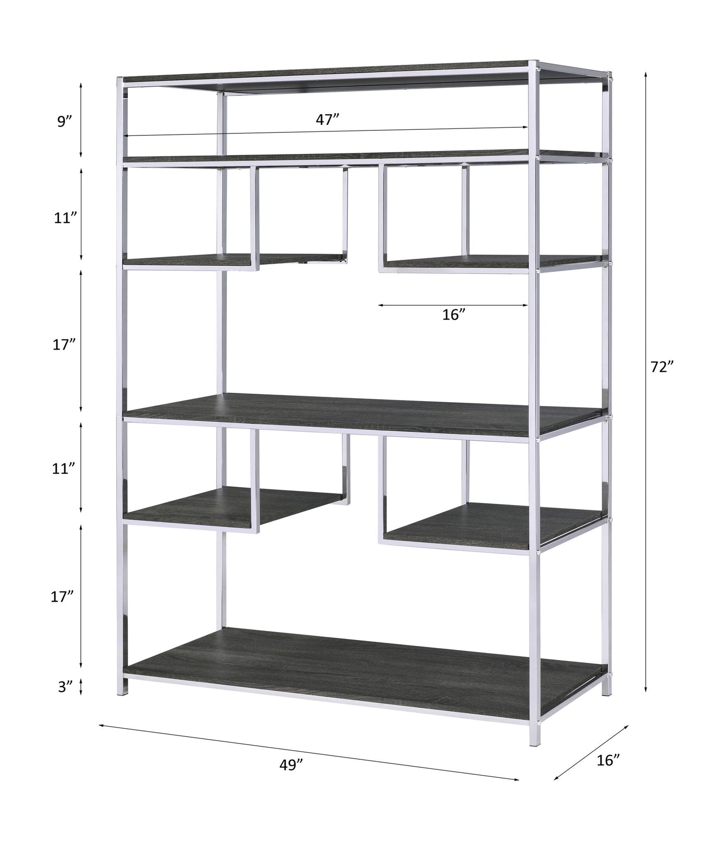 Vonara - Estantería - Cromo/Gris/Roble