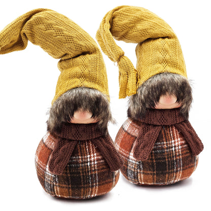Decoraciones de gnomos para la mesa de Acción de Gracias en otoño (juego de 2) - Marrón/Amarillo