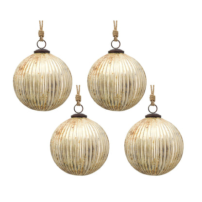 Adornos navideños de bolas, bolas colgantes de cristal decorativas para árbol de Navidad, ideales para fiestas (juego de 4) - Plateadas