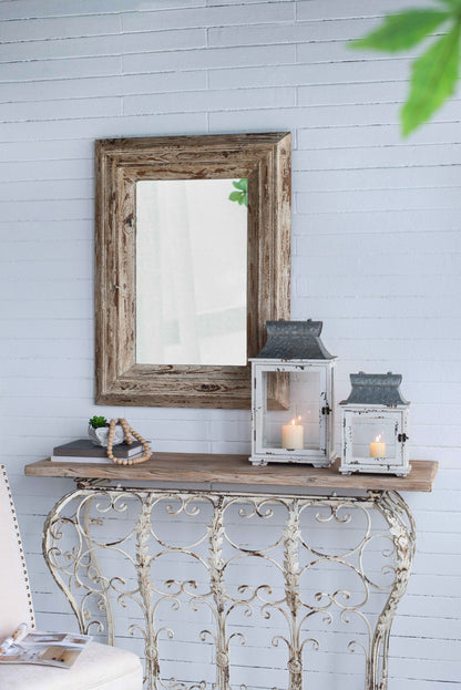Farol de vela de madera decorativo, portafaroles para interiores y exteriores, hogar, jardín, boda - Blanco