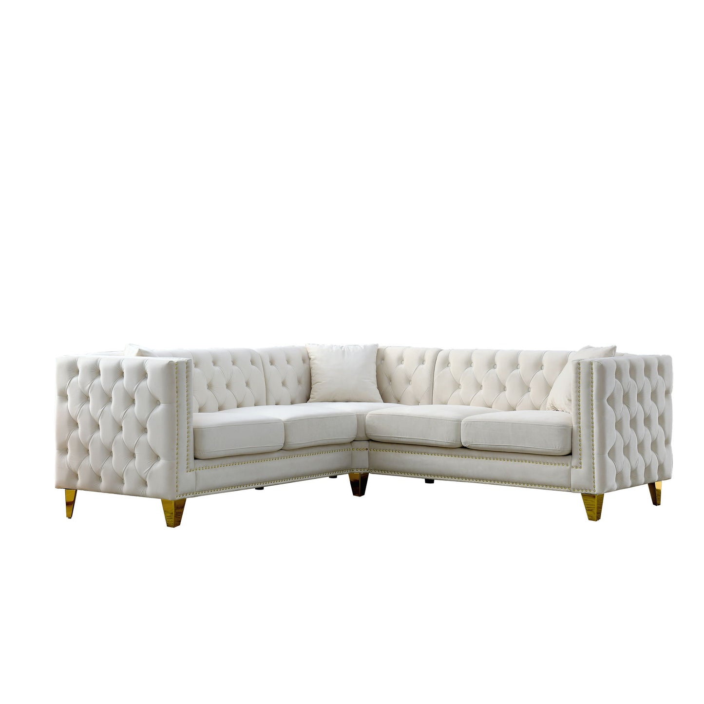 L-Shaped Corner Sofa, 5 Seater Sectional With Tufted Design