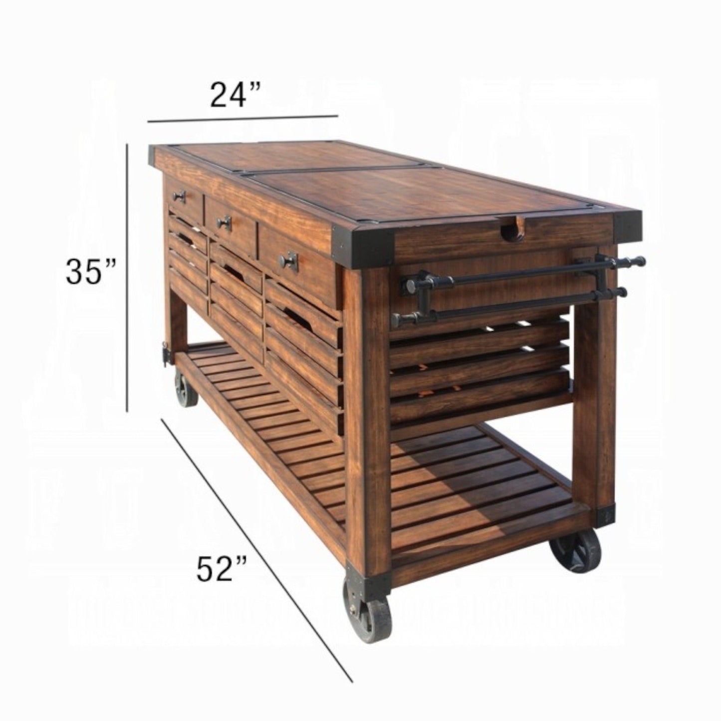 Kaif - Carrito de cocina de castaño envejecido - Castaño