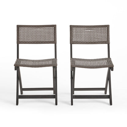 Bistro Foldable Chair With Wicker Backrest