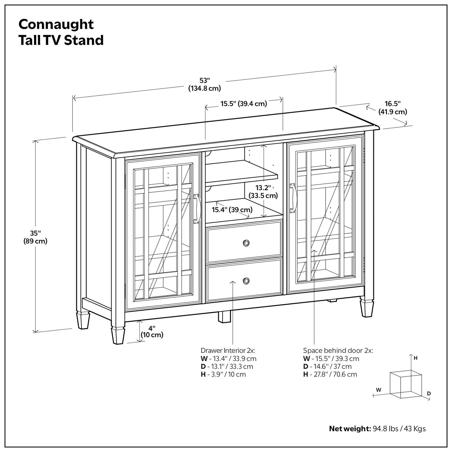 Connaught - Soporte de TV alto - Marrón