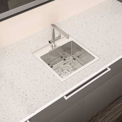 Premium Laundry Drop In Utility Sink 16 Gauge Stainless Steel, Topmount