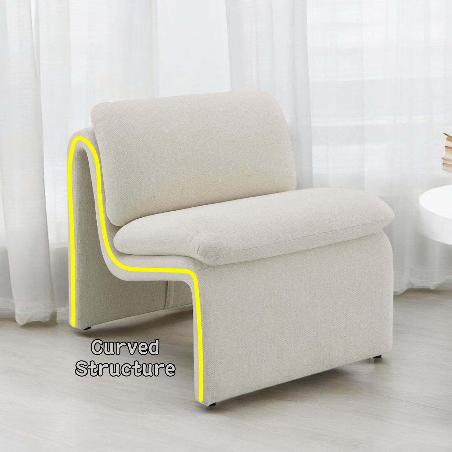 Jaeda - Silla decorativa elegante e innovadora con forma curva