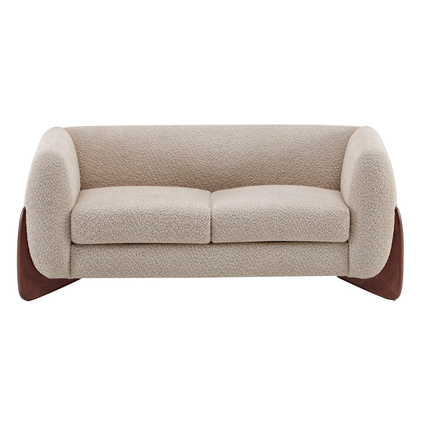 Contemporary Boucle Sherpa Sofa With Birch Wood Legs