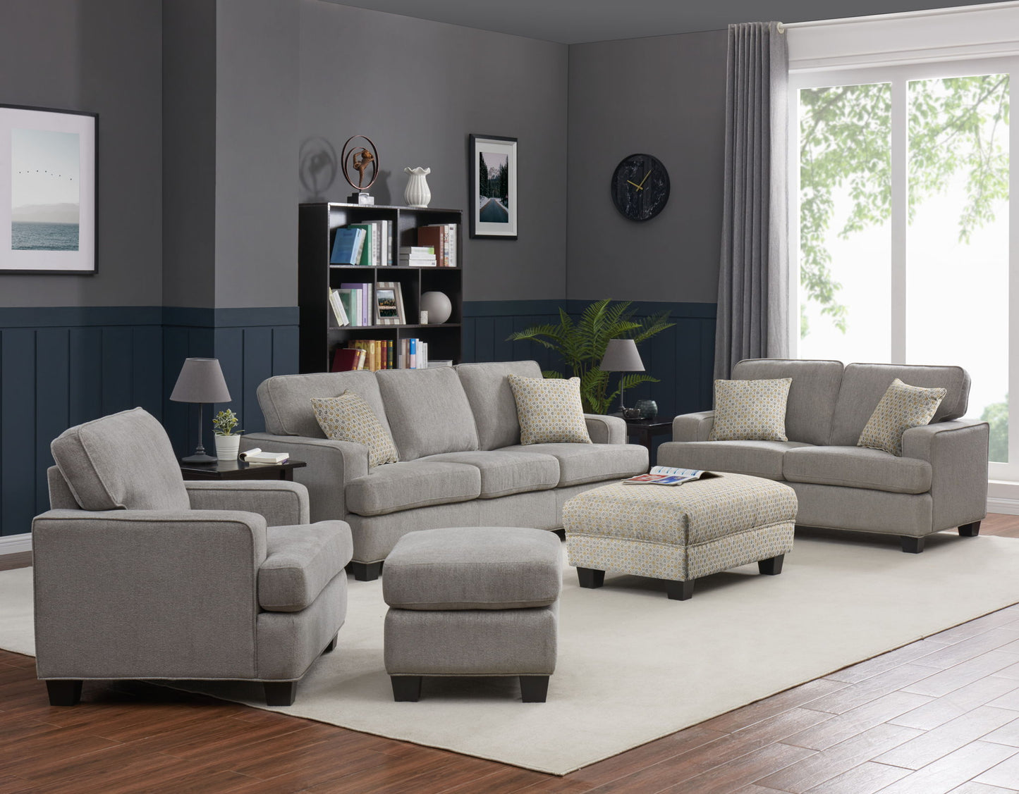 Contemporary Accent Chair - Gray - Wood