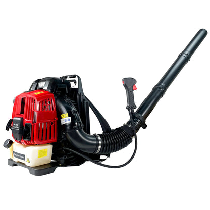 Soplador de hojas a gasolina de mochila, 76 cc, 660 cfm, 200 mph, 4 tiempos, refrigeración por aire, soplador de césped a gasolina de mochila, soplador de nieve, compatible con la EPA, color rojo