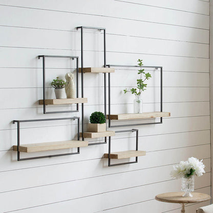 Estante de pared, decoración para colgar en la pared, acento decorativo para el hogar - Negro/Marrón