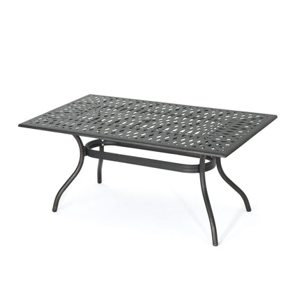 Enchantia - Outdoor Rectangular Dining Table With Weave Tabletop And Flared Legs - Copper