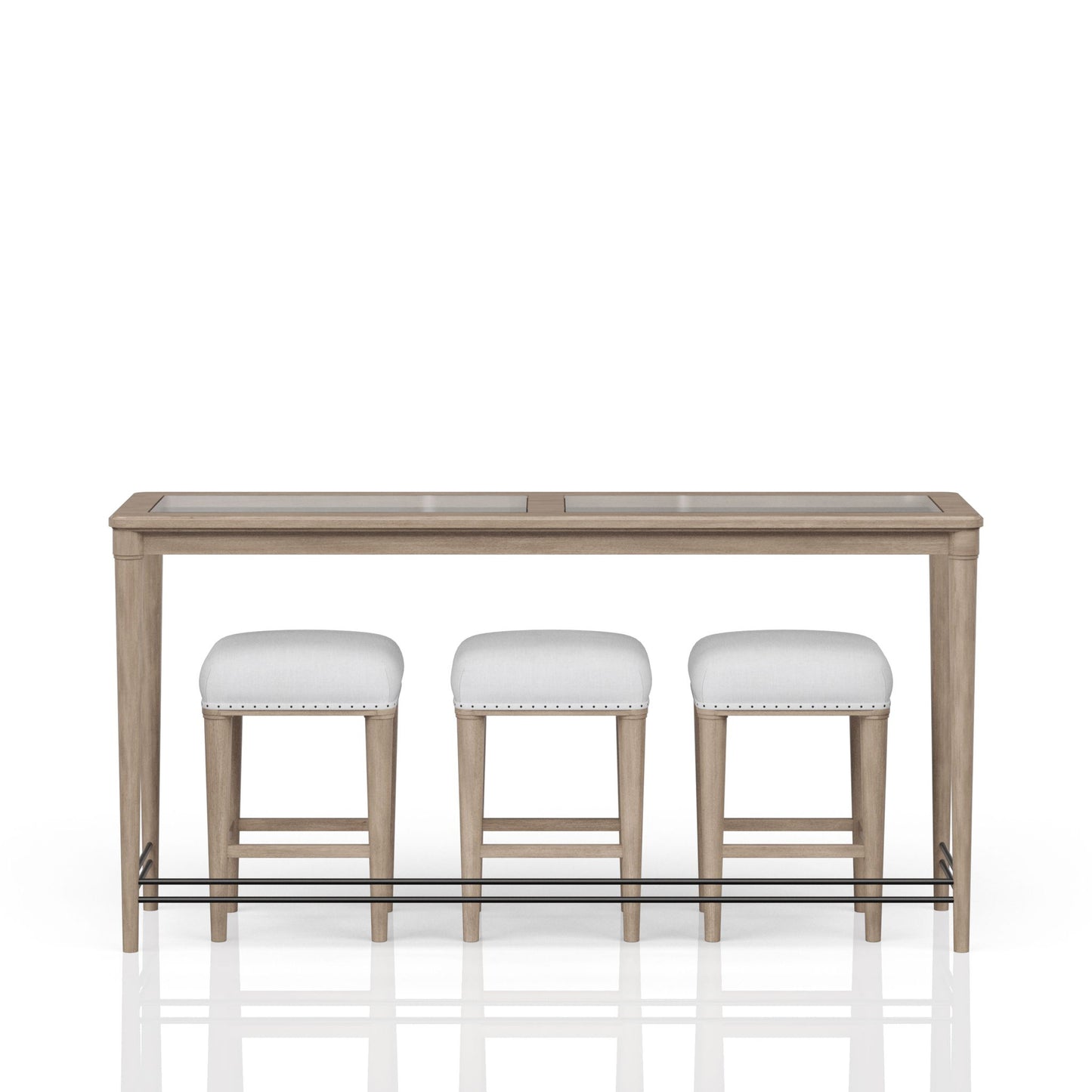 Consola de vidrio con 3 taburetes - Esmerilado