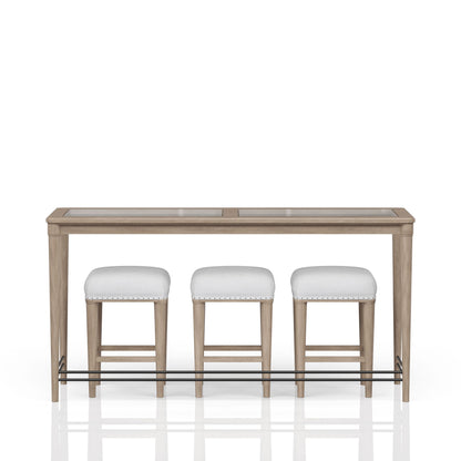 Consola de vidrio con 3 taburetes - Esmerilado