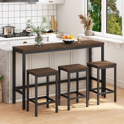 Modern Design Long Dining Table Set With 3 Stools