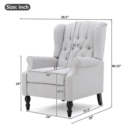 Armchair Recliner With Pushback Mechanism And Wingback Design