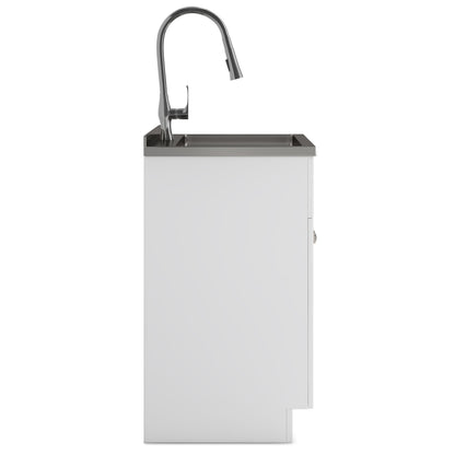 Beckham - Mueble de lavandería, grifo y fregadero de acero inoxidable