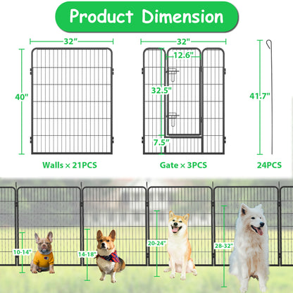 Corrales para perros de exterior con paneles plegables de altura, parque de juegos portátil de metal resistente para perros, cerca antioxidante para ejercicios en interiores con puertas para mascotas, corral de juegos para RV, patio de camping