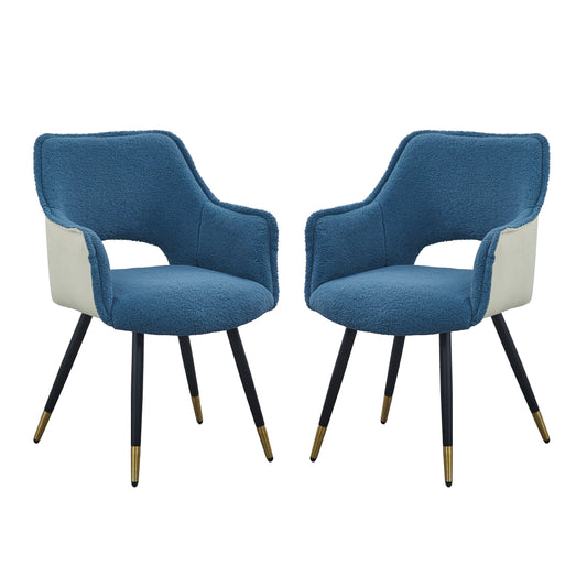 Silla auxiliar, juego de 2, para sala de estar, dormitorio, cocina, tocador, color azul
