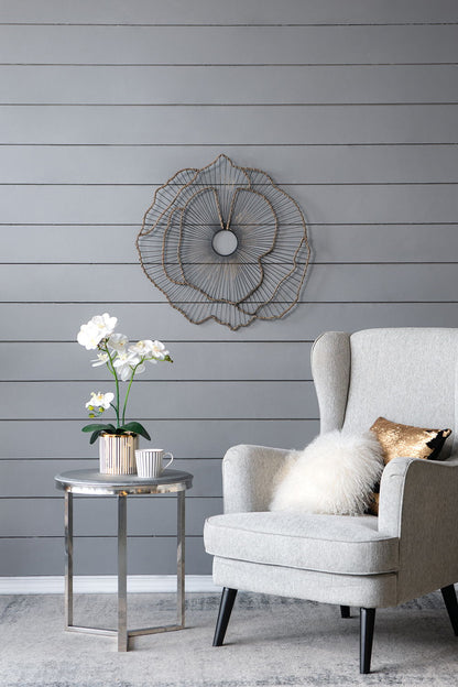 Decoración de pared con flores de metal, escultura floral de transición para vestíbulo, porche, pasillo y entrada (juego de 3) - Dorado