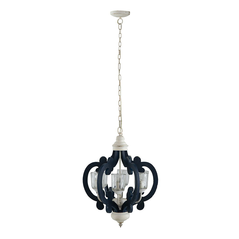 Lámpara colgante de madera de 6 luces, estilo rústico, para cocina, salón y comedor (bombilla no incluida), color crema