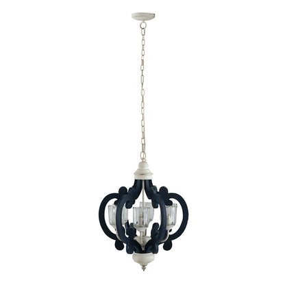 Lámpara colgante de madera de 6 luces, estilo rústico, para cocina, salón y comedor (bombilla no incluida), color crema