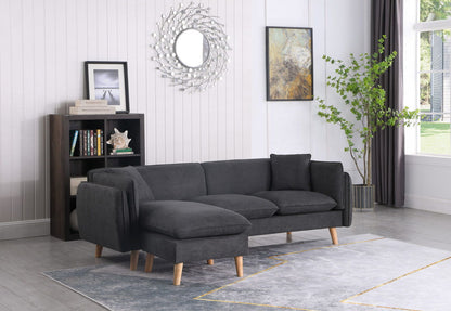 Brayden - Sofá seccional de tela tipo chaise longue