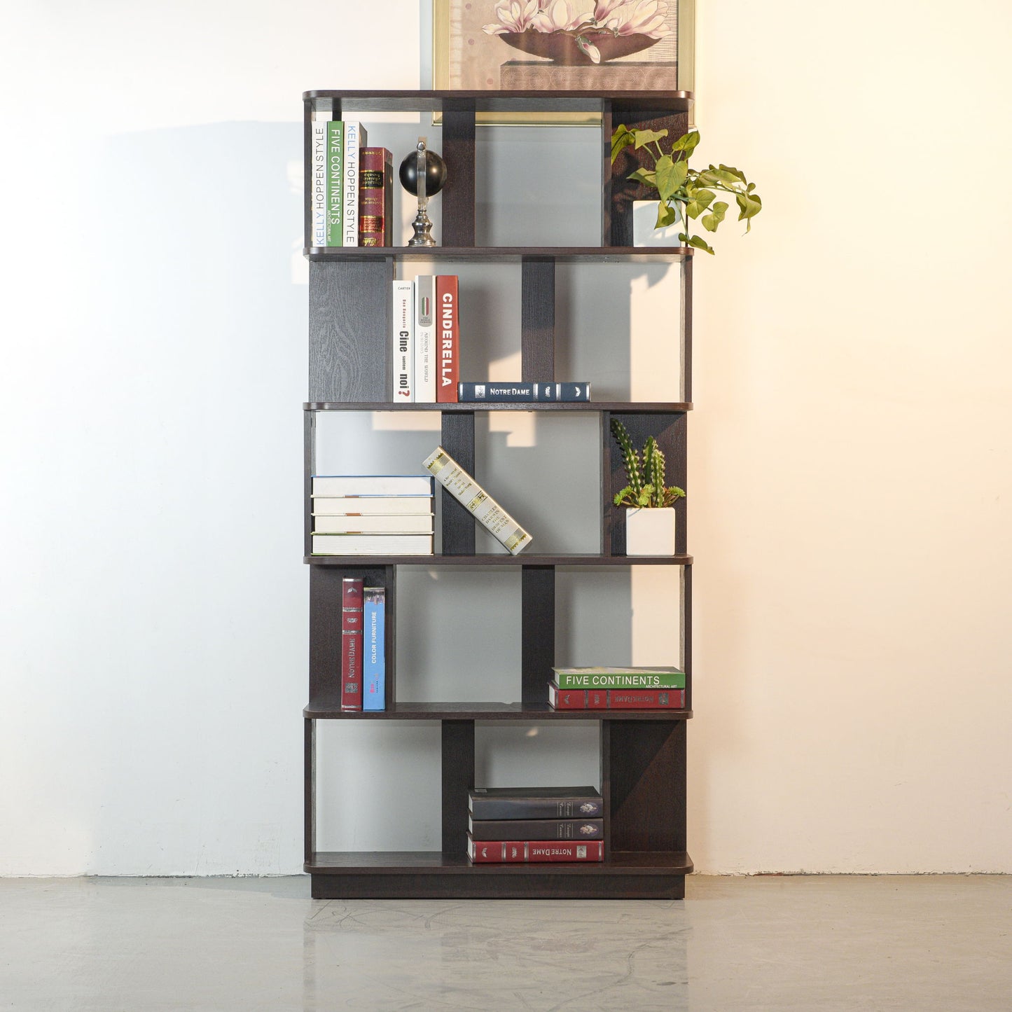 Modern 5 Tier Open Storage Bookcase