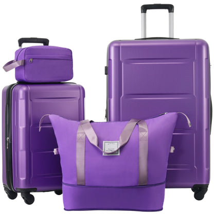 Juego de 2 maletas con ruedas giratorias extensibles, maleta ligera de ABS con cerradura TSA de 20"/28"