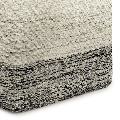 Macie - Puf cuadrado de tejido para exterior/interior - Gris/Blanco