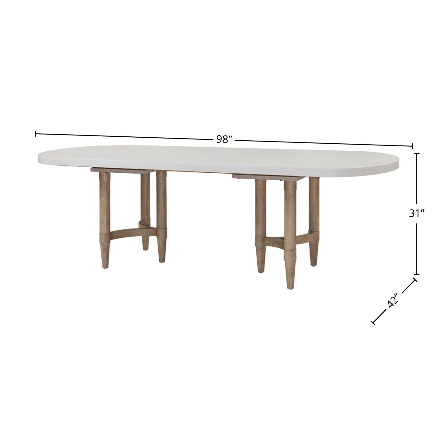 Triad - Mesa de comedor con pedestal doble y hojas - Arena