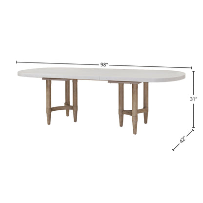 Triad - Mesa de comedor con pedestal doble y hojas - Arena