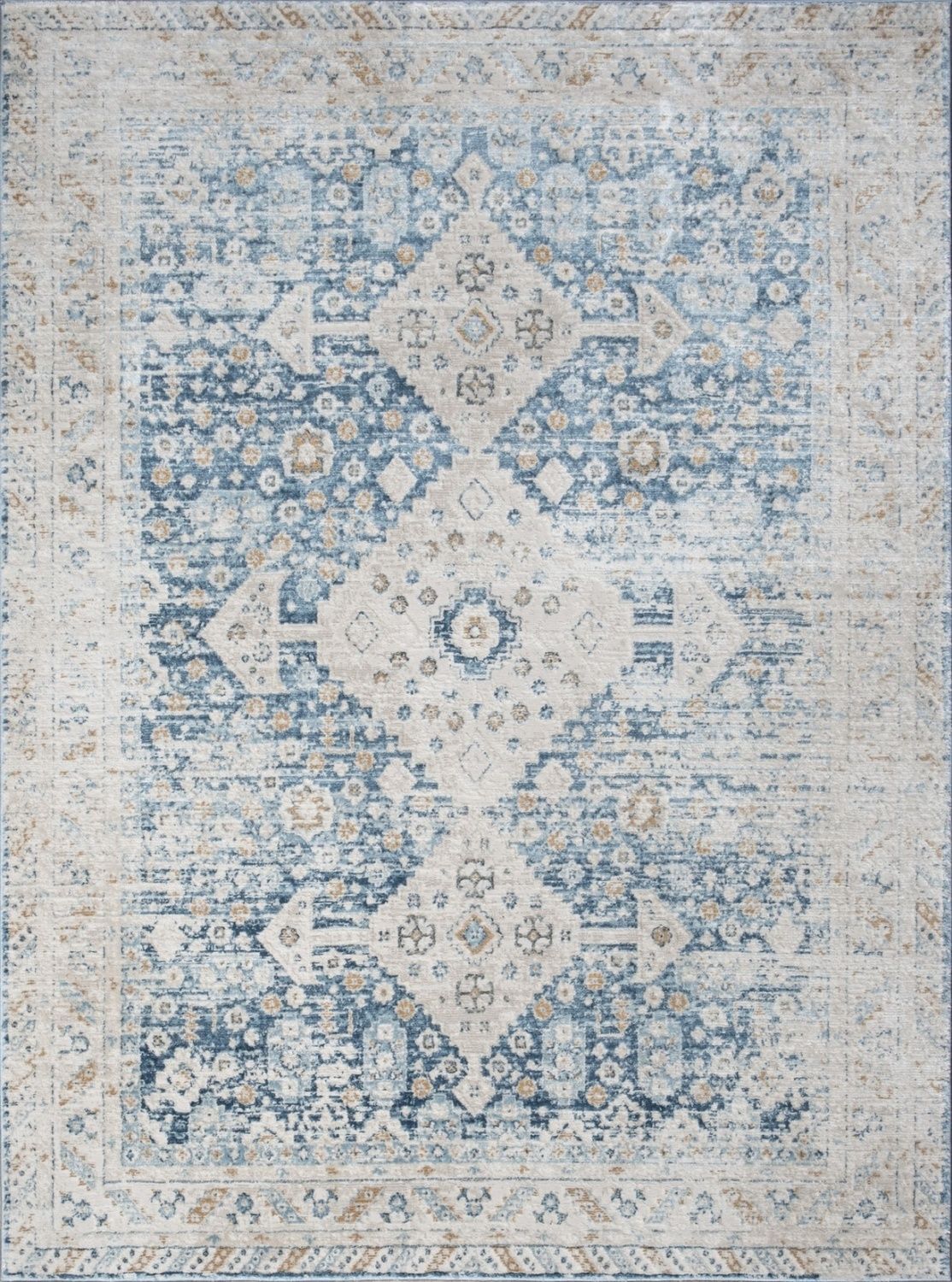 Alfombra Noble de 1,60 m x 2,20 m, color azul y poliéster