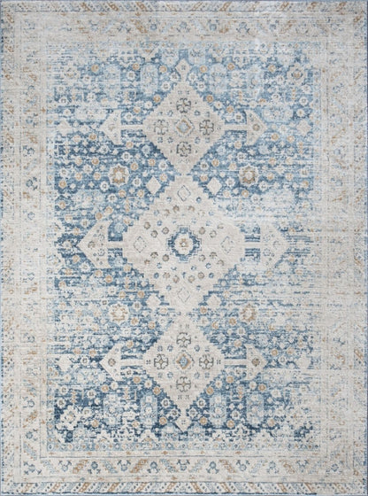 Alfombra Noble de 1,60 m x 2,20 m, color azul y poliéster