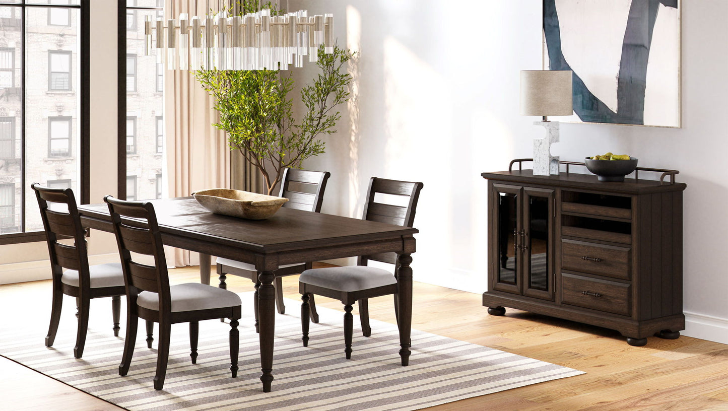 Silla auxiliar con respaldo de escalera y asiento tapizado - Café