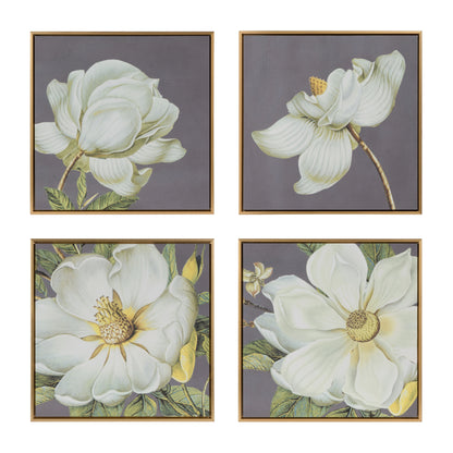 Láminas de arte botánico para pared, decoración para sala de estar, comedor, dormitorio y pasillo (juego de 4) - Gris