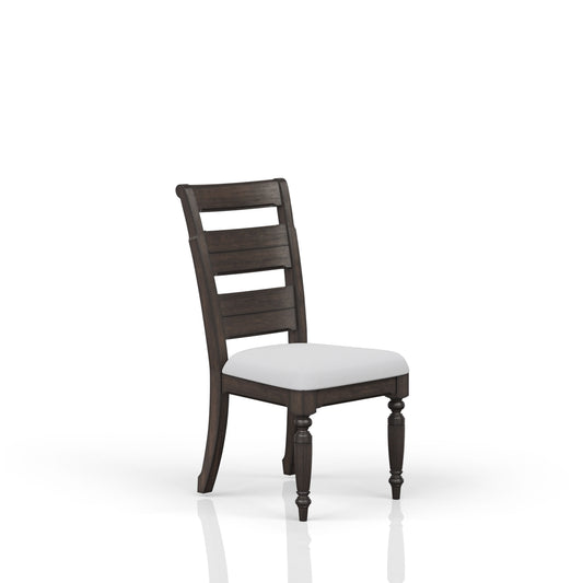 Silla auxiliar con respaldo de escalera y asiento tapizado - Café